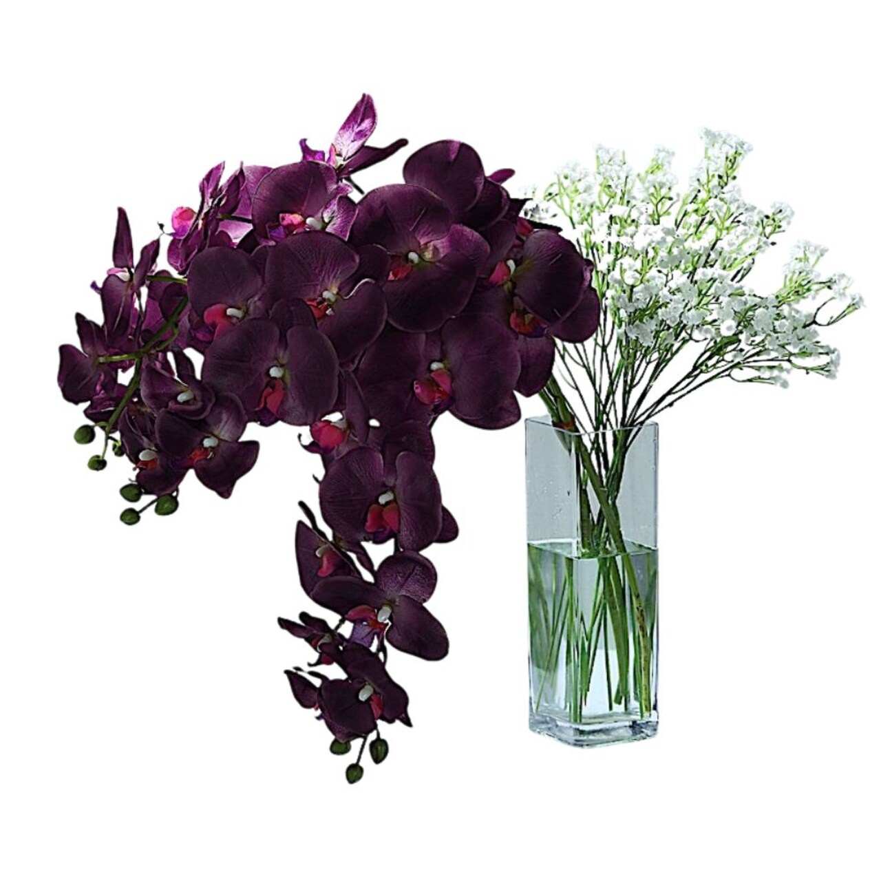 Graceful Silk Orchid Flower Stems: Set of 2, 40-Inch Artificial Centerpieces